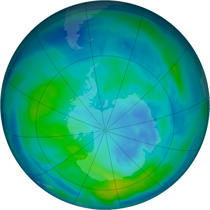 Antarctic ozone map for 28 March 2015